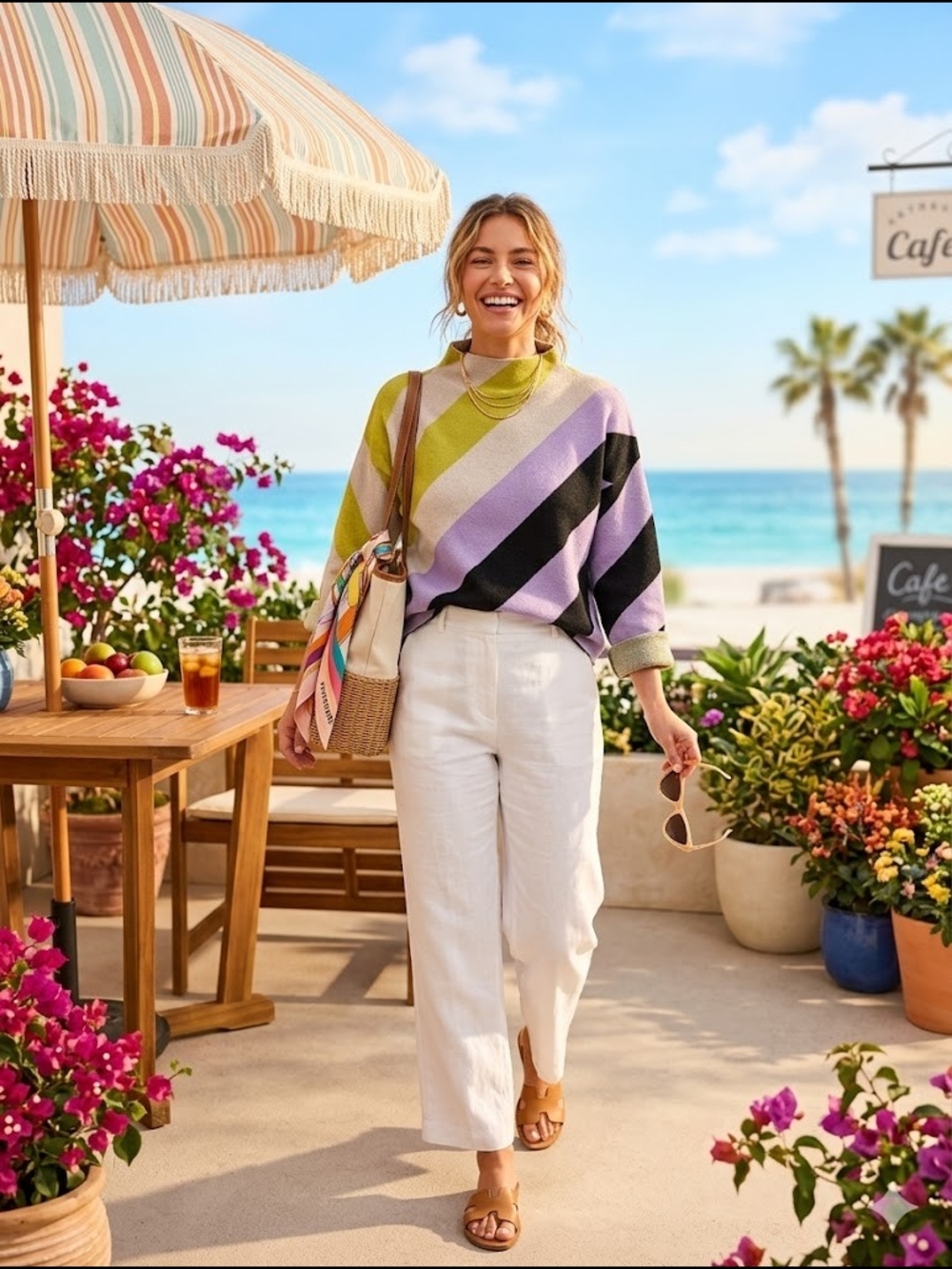 Maeve by Anthropologie Diagonal Stripe Knit Sweater